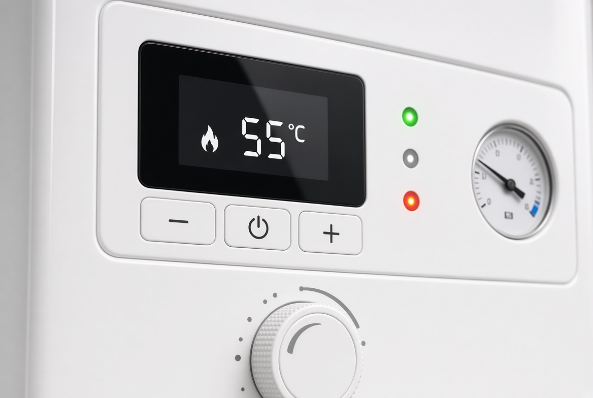 Modern boiler control panel — Gas Safe inspection Colne